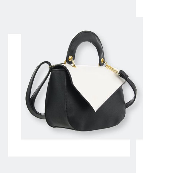 OLIVIA MILLER Women's Adelaide Satchel Top Handled Handbag In Black White - Picture 1 of 3
